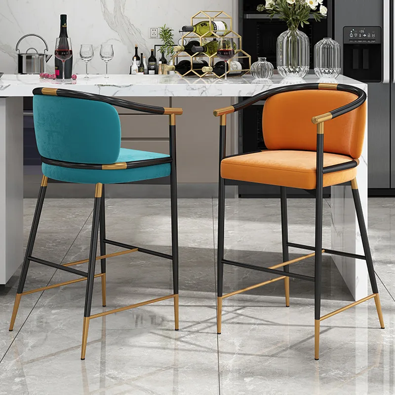 Kitchen Metal Velvet Bar Chair Design Minimalist Reception Minimalist