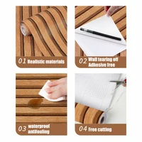 วอลเปเปอร์ตกแต่งผนังแบบมีกาวในตัว ลายไม้ ขนาด 45 ซม. สติ๊กเกอร์ติดผนังสำหรับห้องนั่งเล่น ห้องครัว ห้องนอน วอลเปเปอร์ตกแต่งบ้าน 6