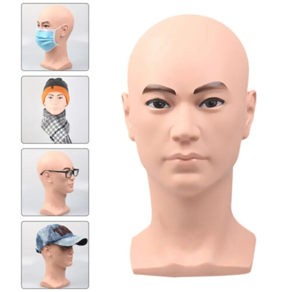 Male Mannequin Head PVC Soft Rubber Hat Glasses Display Hat Wig Scarve