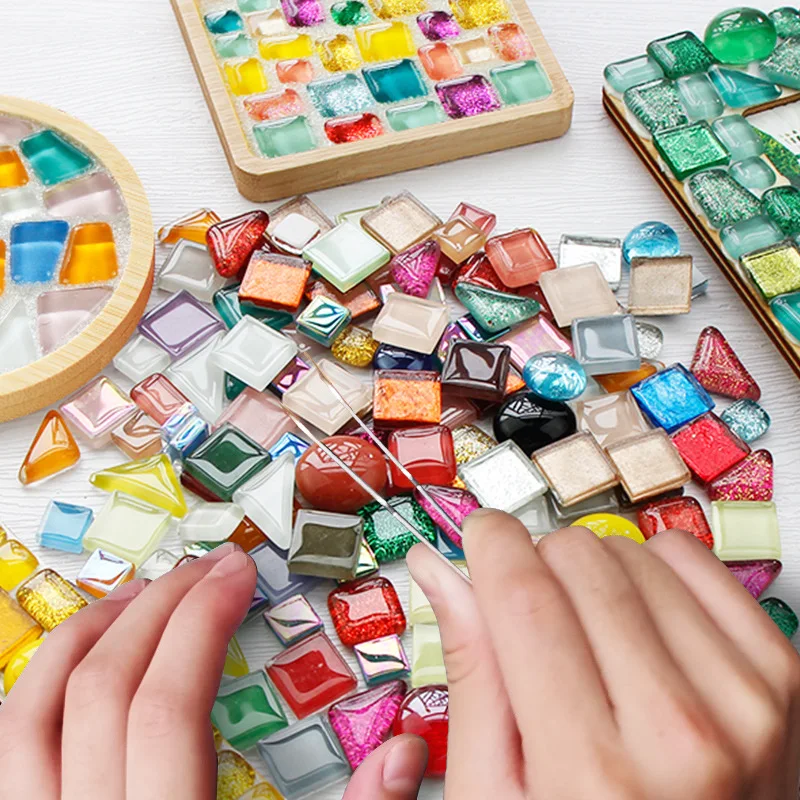 100g Diy Mix Color Glitter Glass Mosaic Stones Mosaic Tiles Glass Pebbles Crafts Material Puzzle For Diy Mosaic Making  arte