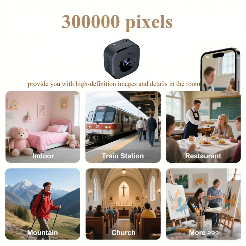 Camera WiFi Wireless Remote Monitoring Camera 6K Mini Security Camera Children and Pets Night Vision Surveillance Smart Home 4