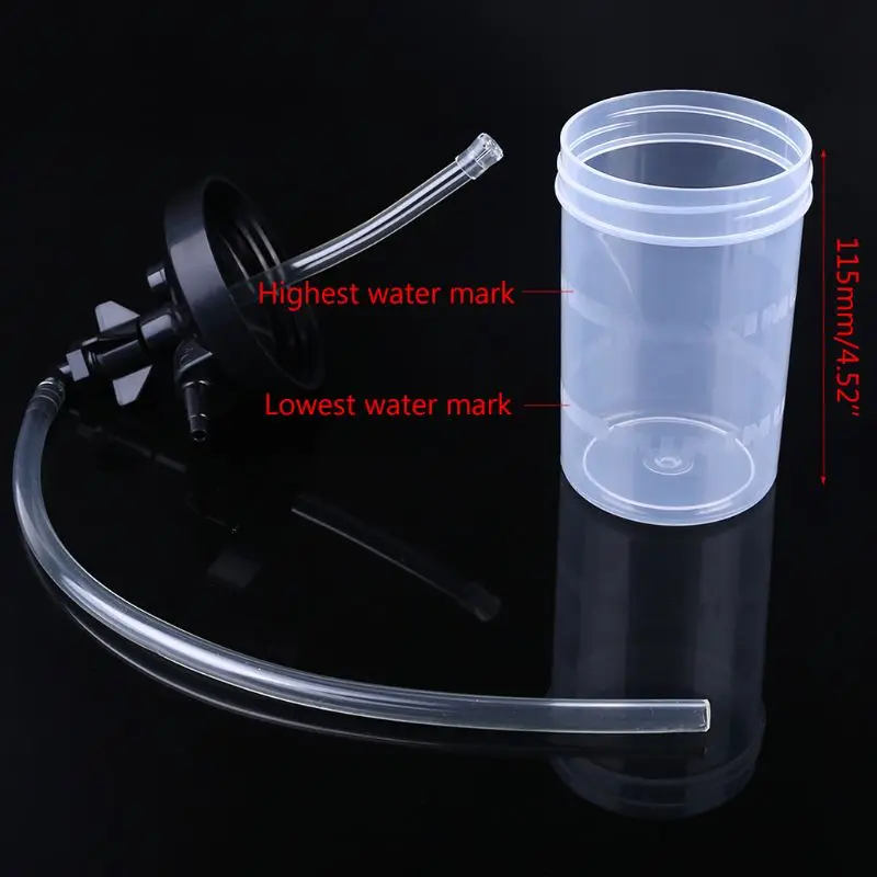 Oxygen Bubbler Bottle Humidity Humidifier Water Bottle with Tubing Connector Elbow 12