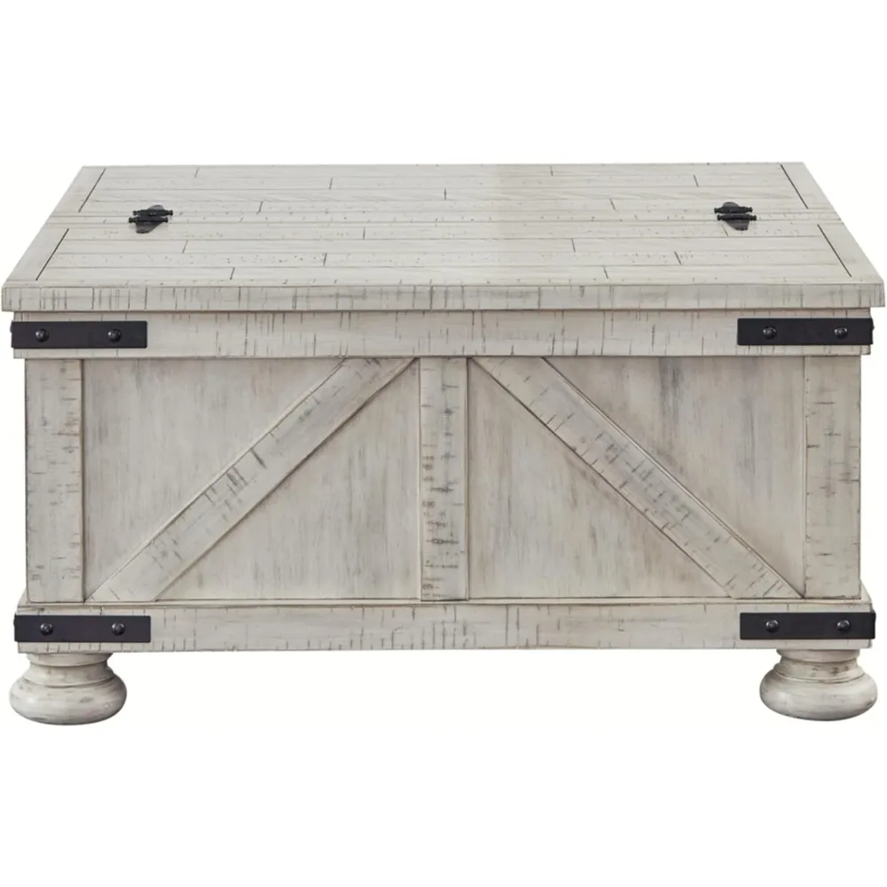 Farmhouse Coffee Table, Casual Cocktail Table with Storage Space, White 4