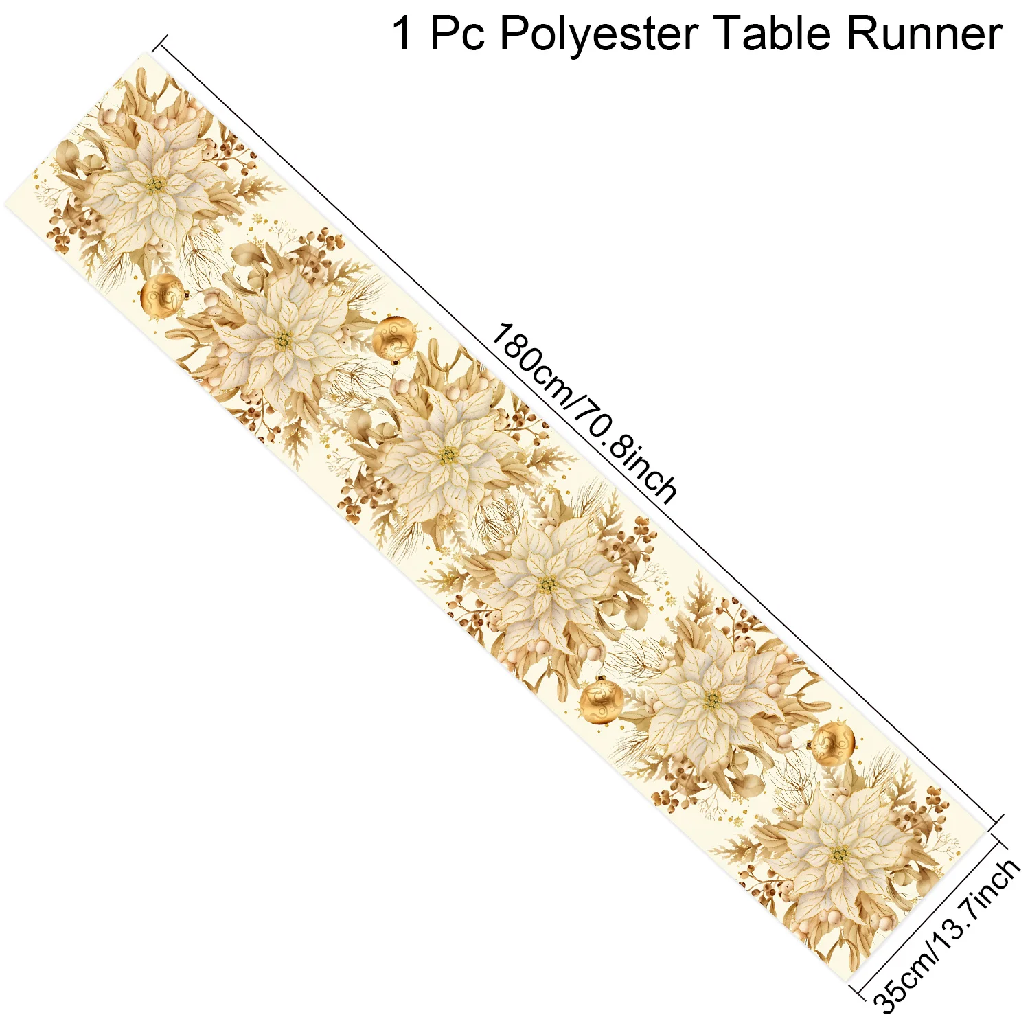 Weihnachtlicher Tischläufer aus Polyester/Leinen in Gold – ideal für Weihnachtsfeiern, Partys, Schneemann-, Elch- und Blumendekoration, winterliche Tischdekoration, Geschenkidee_voghion.com