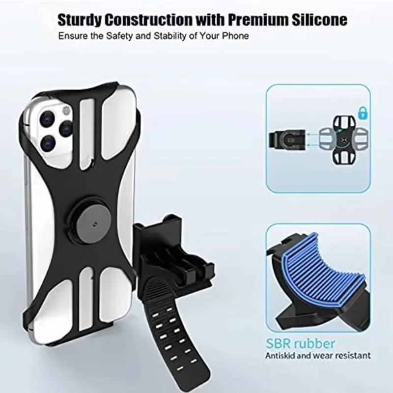 360° Removable Phone Holder Universal Phone Mount for Bicycle, Motorcycle, Scooter Phone Mount for 4" to 7" all Smartphones