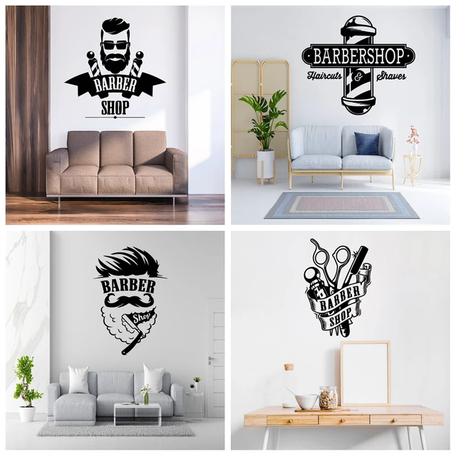 Barbershop Sticker Waterproof Vinyl Wallpaper Home Decor Wall Art Sticker Murals