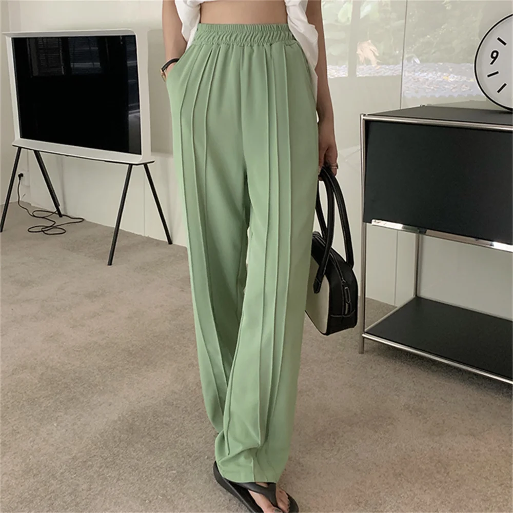 

Брюки Alien Kitty женские прямые с завышенной талией, узкие модные однотонные штаны с широкими штанинами, с эластичным поясом, модная шикарная одежда для работы, офисная одежда, лето 2023