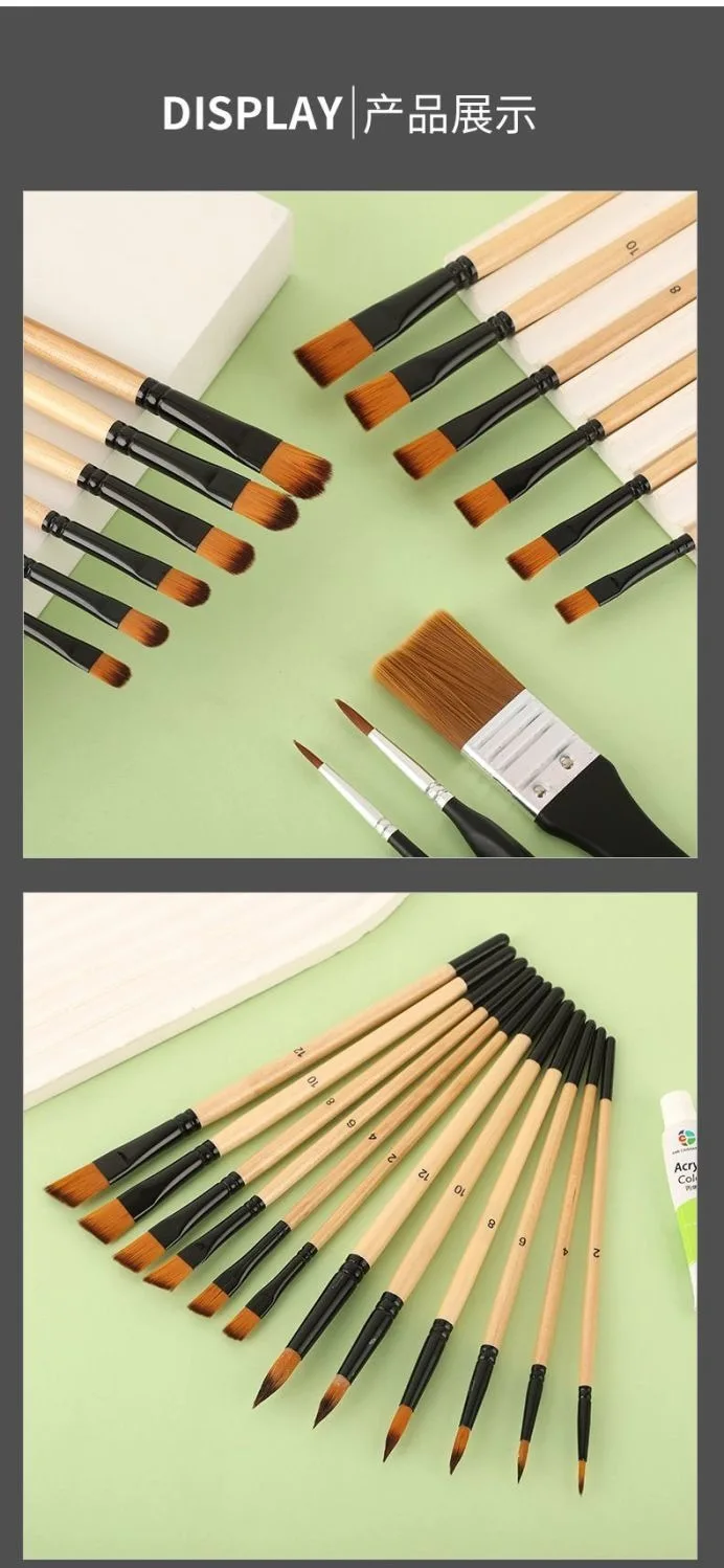 3/5/6/32Pcs DIY Graffiti Log Nylon Haar Pinsel Fan-förmigen Bord Pinsel Linie malerei Gewidmet Ölgemälde Gouache Aquarell Set – Detail 8