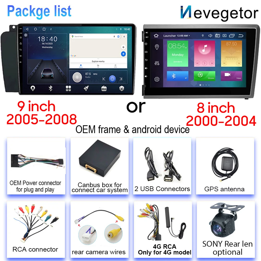 ڵ  GPS ڵ  ÷̾,  XC70, V70, S60, V70, XC90 , ȵ̵ Ƽ̵ 2004 2009, ġ ũ  , 2din DVD 