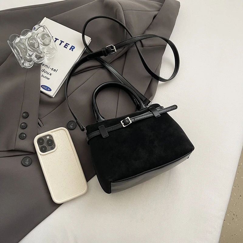 PU Leather Versatile Underarm Bag Large Capacity Simple Armpit Bag Solid Color Casual Frosted Handbag Commute Handbag