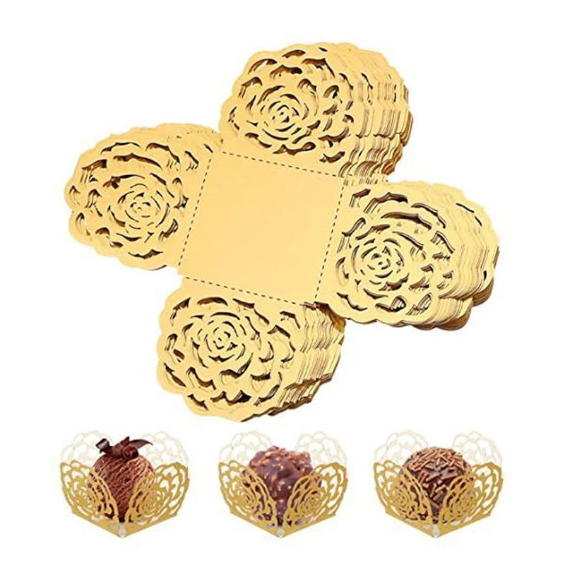 

10PCS Chocolate Tray Paper Truffle Wrappers Truffle Wrap Liners Chocolate Candy Cups Hollow Rose Lace Wrapping Paper Decor New