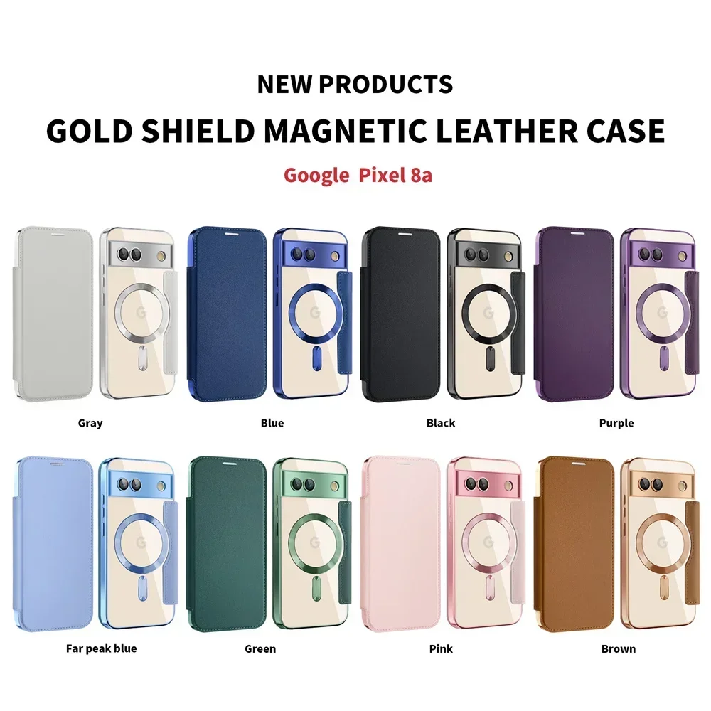 Magnetic Flip Wallet Case with Wireless Charging and Card Slot