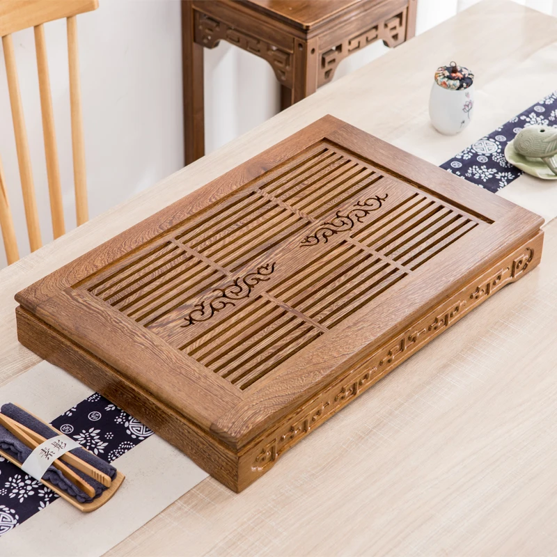 Large Size  Wood Tea Tray Chien Wing Wood Rosewood Tea Table Der pe Drainage Home Use Tea Sea Simple Sle