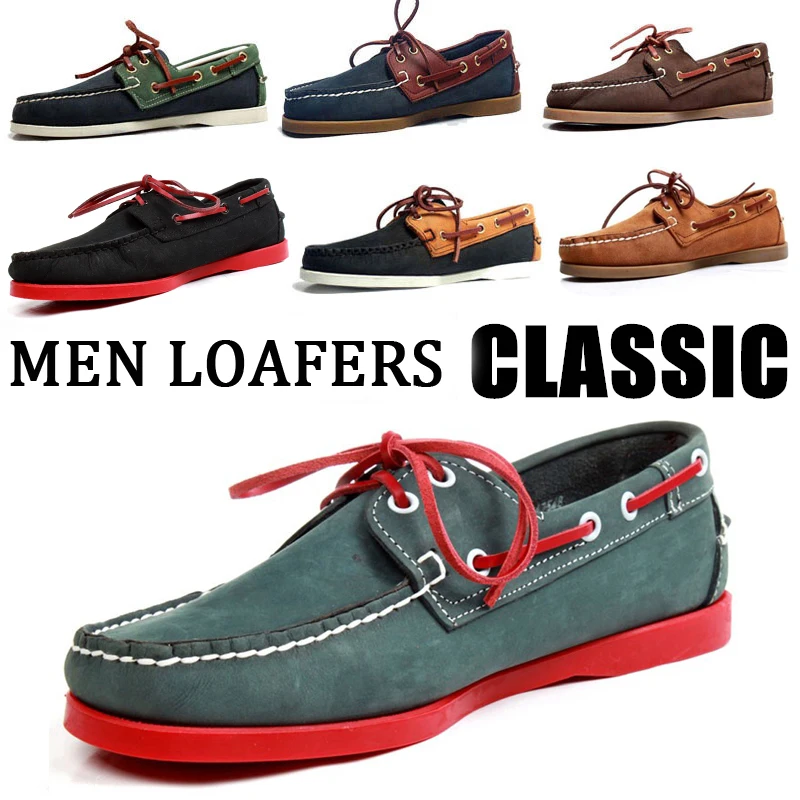 Mens Leather Lace Up Walking Boat Deck Casual Driving Moccasin Loafer Shoes  Size