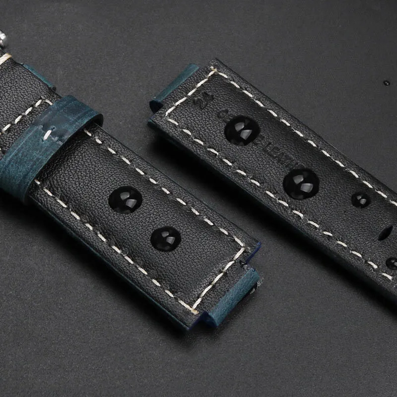 Vintage Frosted Crazy Horse Leather Watchband - Cowhide Strap with Convex Mouth Design (12/14/16mm)