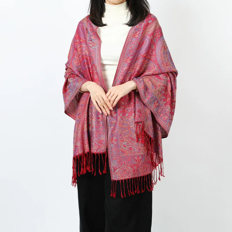 Luxury Paisley Pashmina Women Silky Jacquard Scarf Ethnic Style Fringed Scarves Soft Long Shawls and Wraps for Lady Bufandas 5