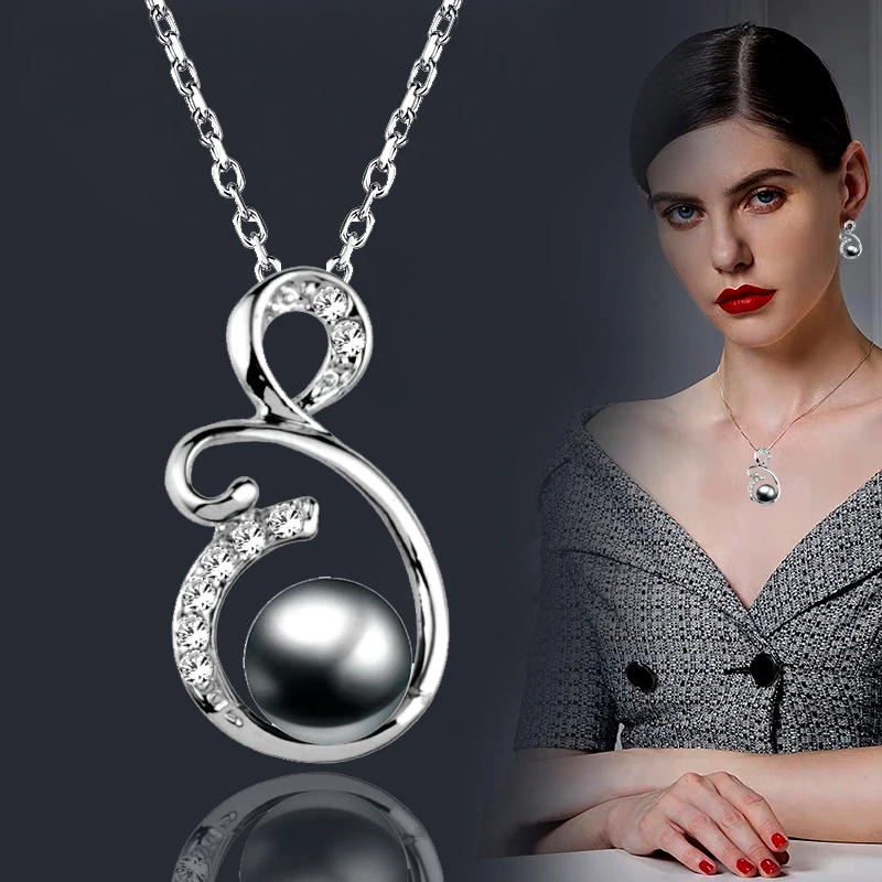 SINLEERYVintageStainlesssteelJewelryGrayWhiteImitationPearl