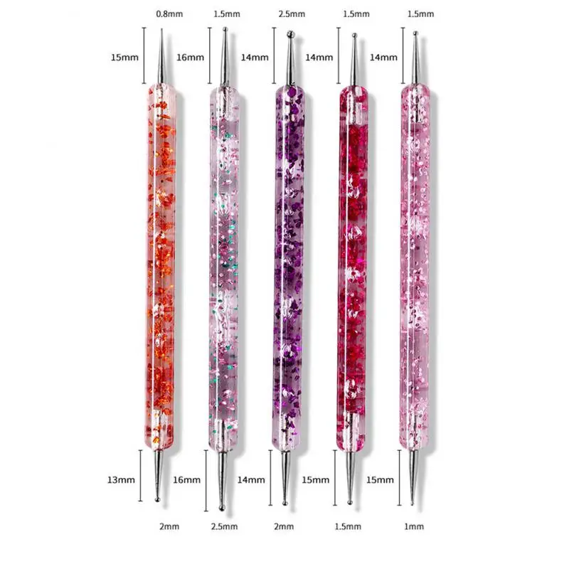 

Rhinestone Design Dual End Acrylic Nail Art Carving Dotting Pen Tip Liner Painting Drawing Brush Gel UV Polish Manicure Tool