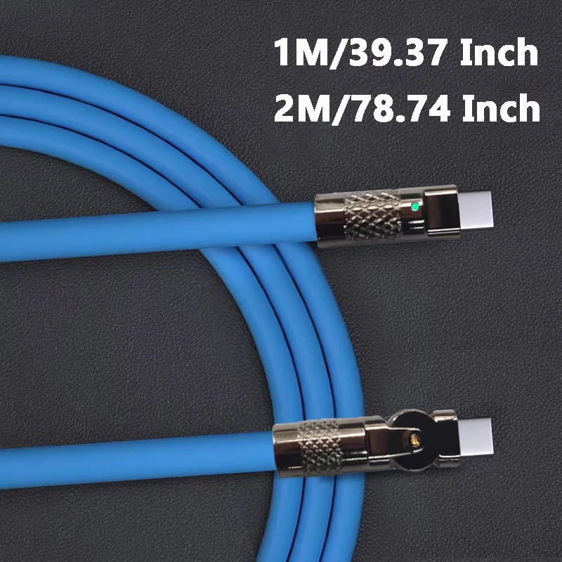 2026 신형 120W 6A 고품질 초고속 충전 타입-C 케이블 180 °   회전형 엘보 실리콘 1M 2M USB C to C 데이터 충전 케이블