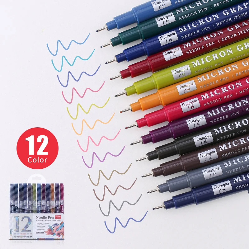 Finliner 0.5 mm 12 Colors Fineliner Pens Color Fine Line Set Markers Art Marker Pen