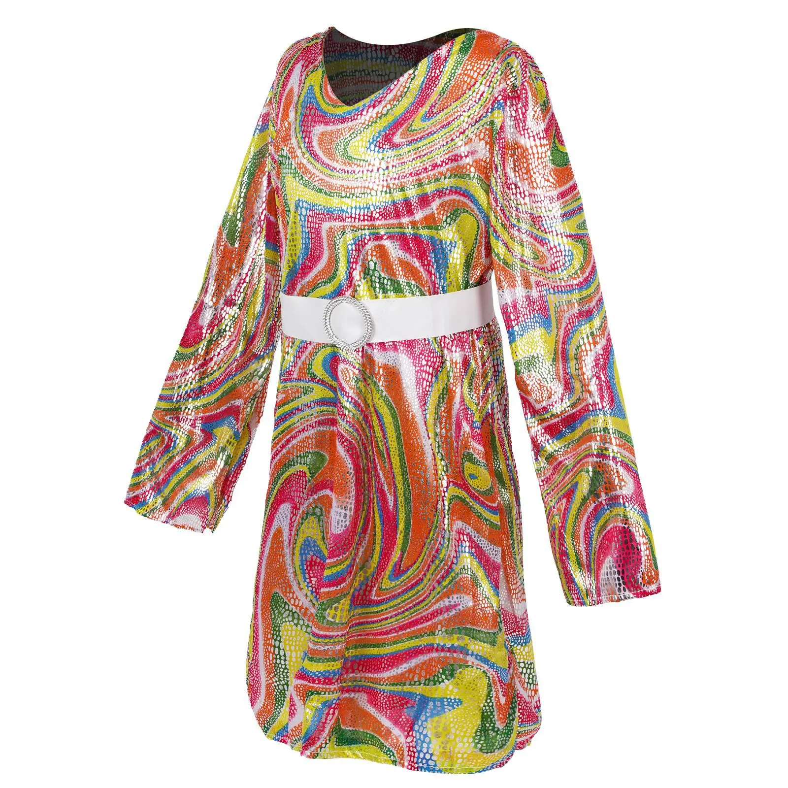 Girls' Retro Hippie Costumes Children's Disco Stage Performance Costumes Halloween Party Acting Costumes ﻿