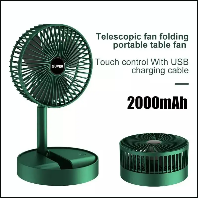 

Portable USB Rechargeable Fan Office Household Foldable Fan Low Noise High Battery Life Standby Table Mini Fan 2000mAh