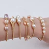 Hot Sale Natural Freshwater Pearl Bead Adjustable Cuff Opening Bangle Bracelet For Women Gift 1