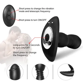 Telescopic Prostate Massager Male Anal Vibrator Butt Plug Stimulator Wireless Remote Adult Products for Couple Sex Toys for Men 4