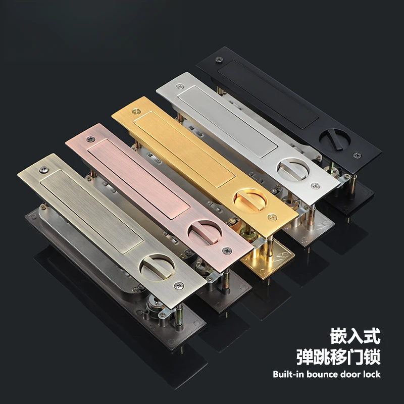New sliding door lock, sliding door, wooden door, bathroom, bedroom, double-sided spring embedded folding door hook clasps