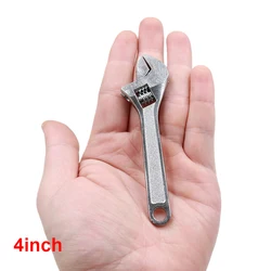 Compact Adjustable Open-End Wrench - Portable and Versatile Tool (4inch Silver)