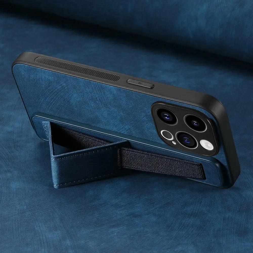 Luxury Leather 360° Protective Case with Wrist Strap & Lens Protection