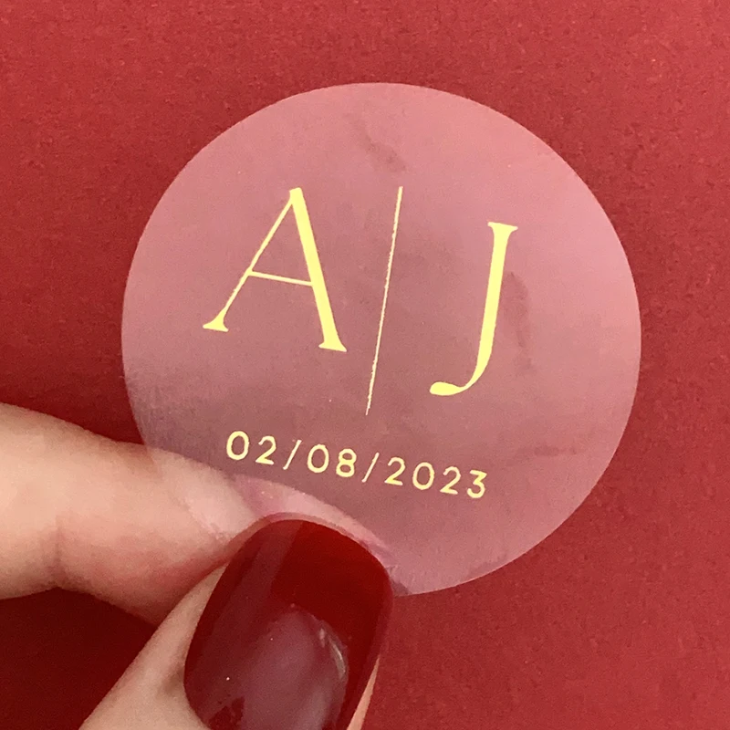 Wedding Transparent Stickers With Foil, Personalized Gold Stickers  4cm~7cm,Custom Favor Label Stickers,Thank You Gold Sticker - AliExpress