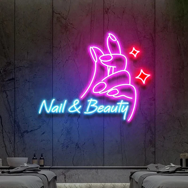 Nails Neon Sign Customizable Led Lips Salon Neon Lights For Beauty Store Room Decorative Light Up Signs lash room neon sign pink white led neon light wall decor for beauty nails salon spa decor girls room lash lounge studio office