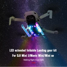 

For DJI Mini 2/SE Extended Landing Gear Colorful Lighting Night Flight Light Mavic Mini Drone Foldable Landing Gear Accessories