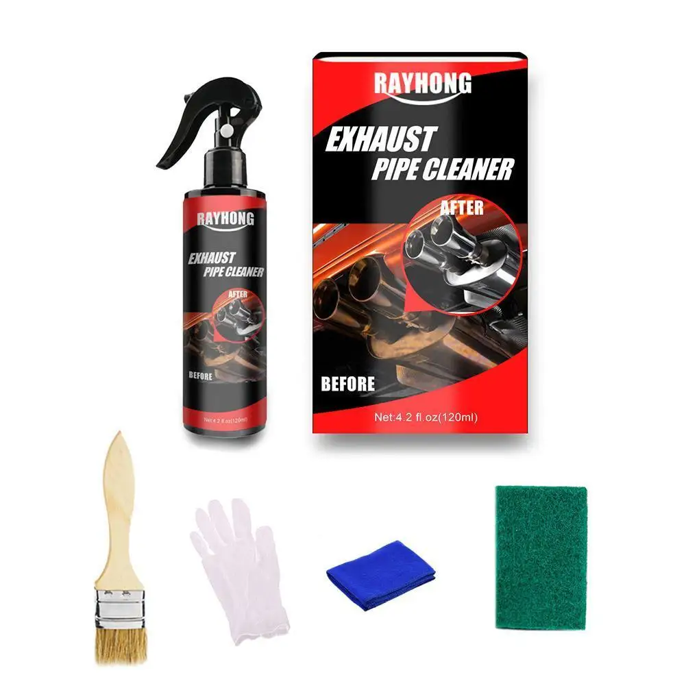 120ml Car Exhaust Pipe Cleaner Kit Rust Remover Multi-Purpose Metal Pipe Derusting Spray Car Motorcycle Maintenance