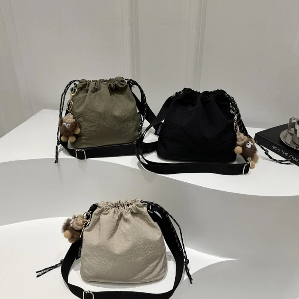 Trendy Nylon Buet Bag Women's Single oulder Crossbody Bag Small Bag for Class Autumn Winter Casual Korean Sle Pure Color 2026
