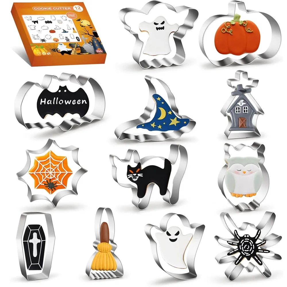 Cookie mould 12PCS Halloween stainless steel cartoon bat shape baking