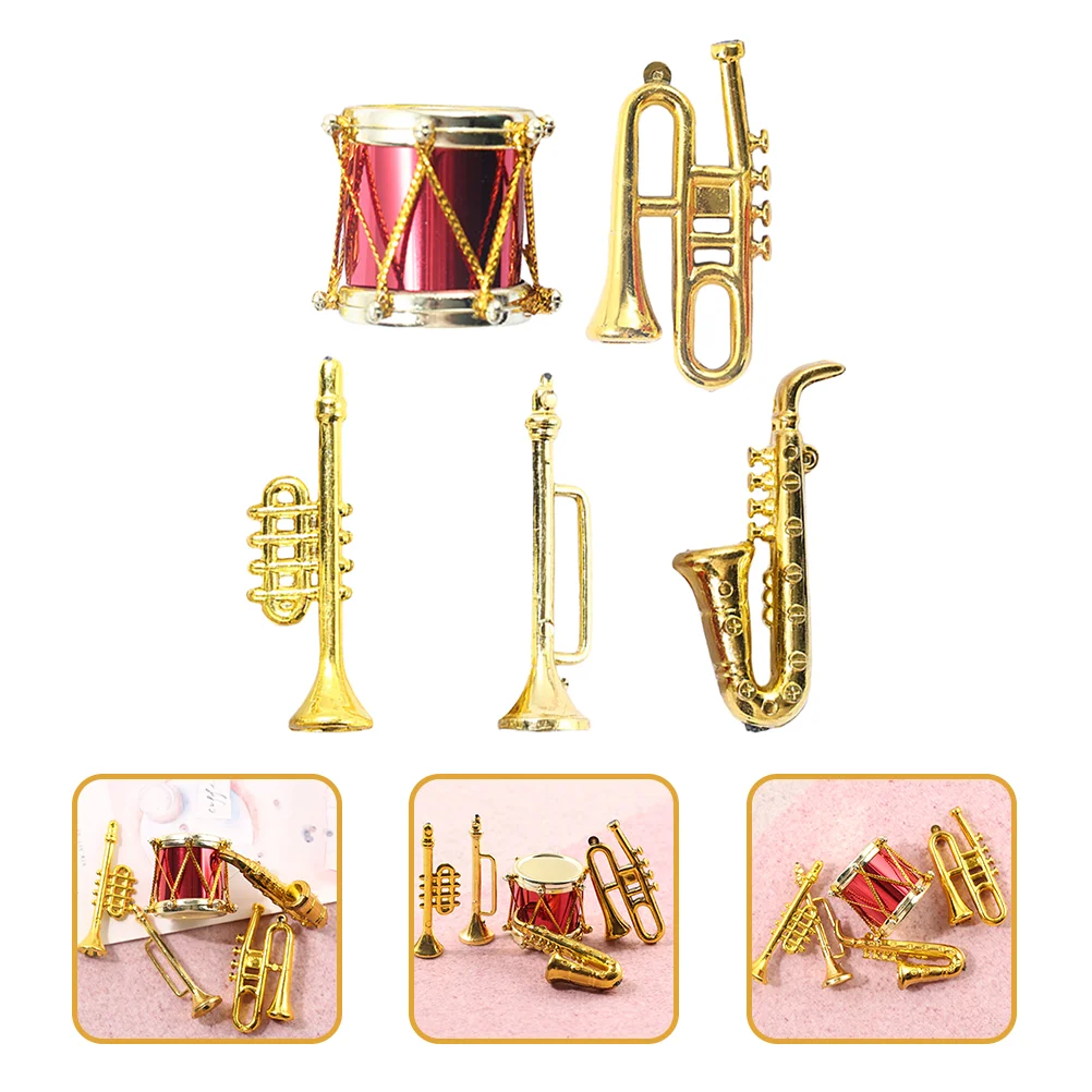 5 Pcs Simulated Musical Instrument Kids Instruments Toys Drum Kit Acordions for Tiny House Decors Plastic 5 pcs simulated musical instrument kids instruments toys drum kit acordions for tiny house decors plastic