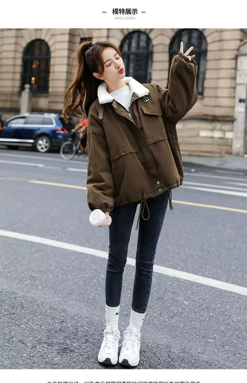 Lamb Wool Jacket For Women In Autumn And Winter Plush And Thickened 2024 New Korean Loose And Versatile Cotton Jacket Commuting
