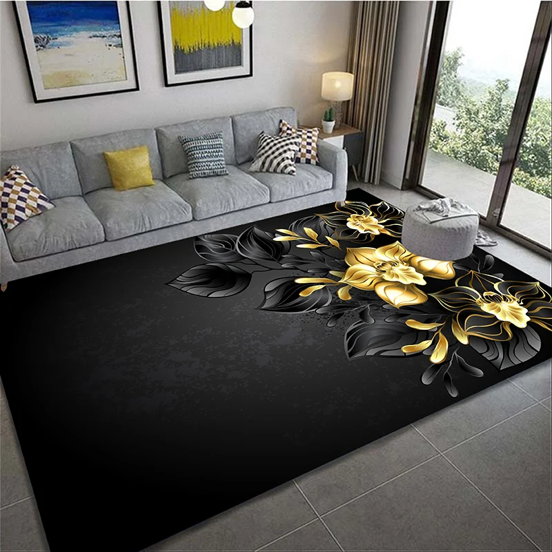 Romantic 3D Floral Pattern Peony Rose Rug Living Room Home Decor Sofa Table Rug Non-slip Chair Mat Leisure Floor Mat Home Decor