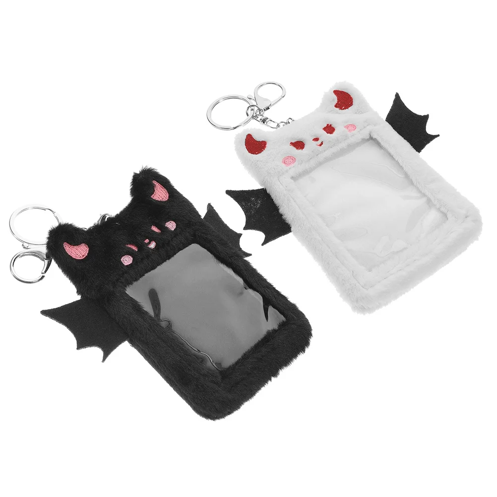 2 Pcs Wallet Plush Card Holder Girl Kids Purse Cards Protector Case Alloy