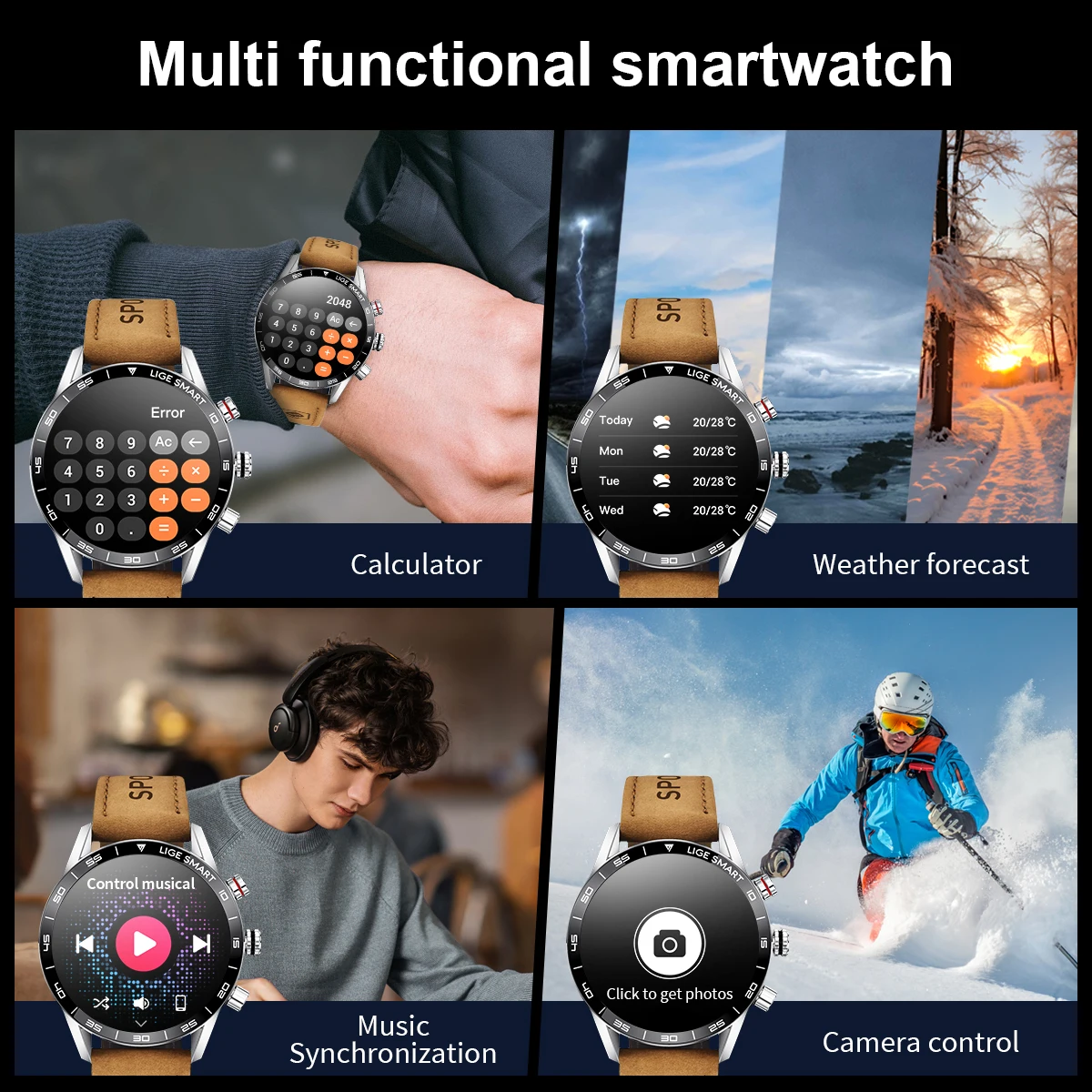 LIGE 2024 New Rugged Military GPS Smart Watch Men AMOLED HD Screen Heart Rate Bluetooth Call Waterproof Outdoor SmartWatch 3