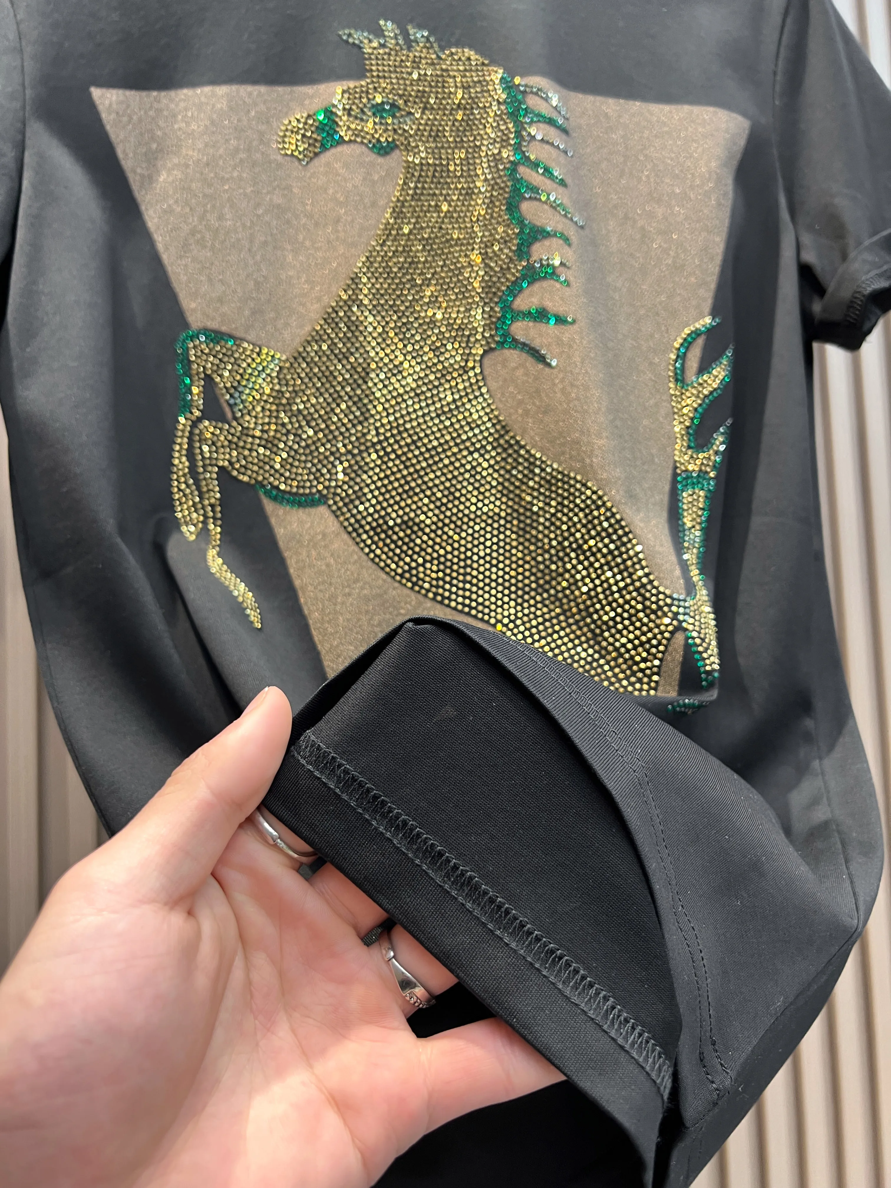 Mens Summer Hot Drill Rhinestone High Quality Cotton Short Sleeve