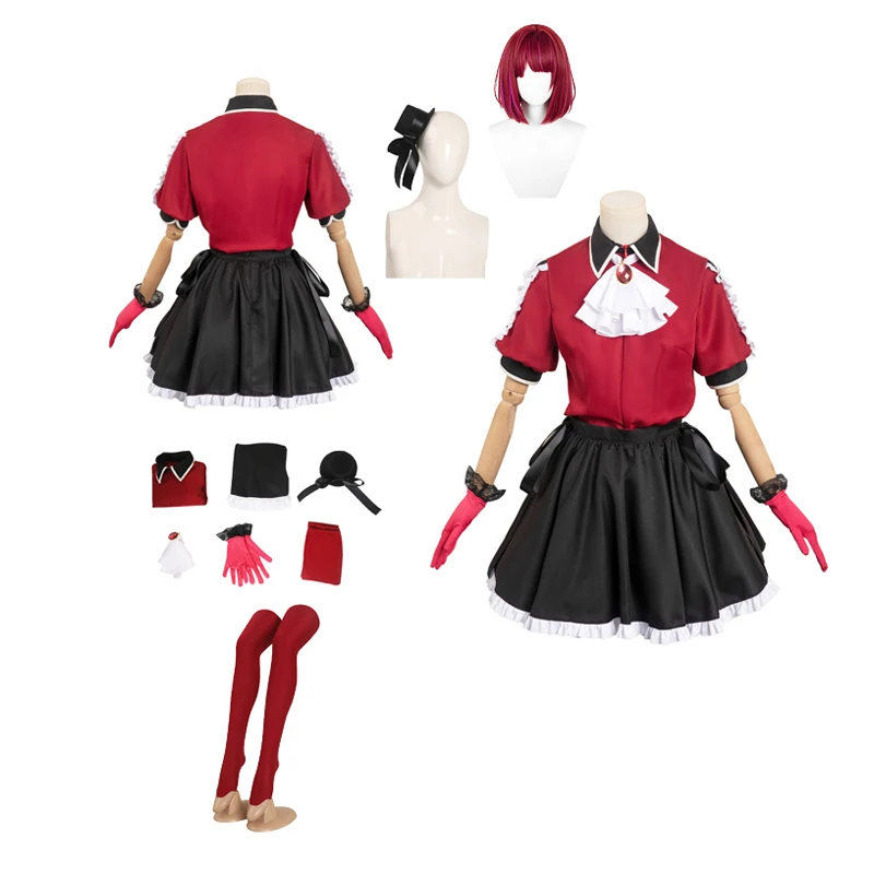 

Girls Anime Oshi no Ko Arima Kana Cosplay Costume Women Idol Performance Stage Wig Skirt Hat Sock Headband Outfit Halloween Suit