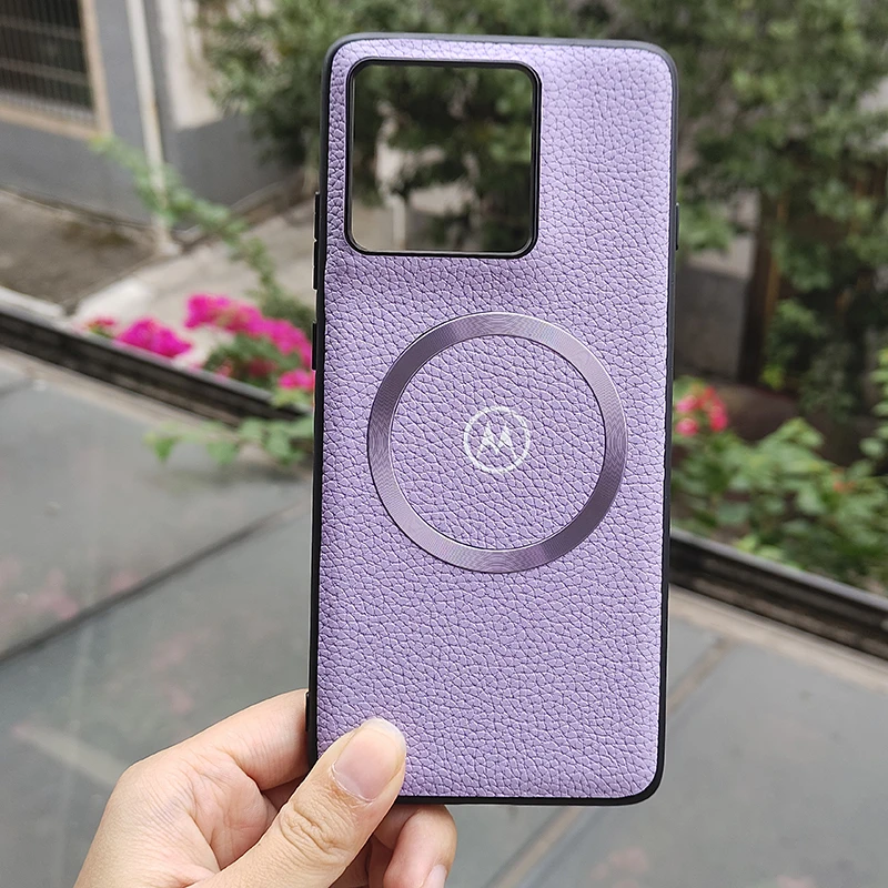 Litchi Texture Leather Magnetic Case with MagSafe Wireless Charging Compatibility