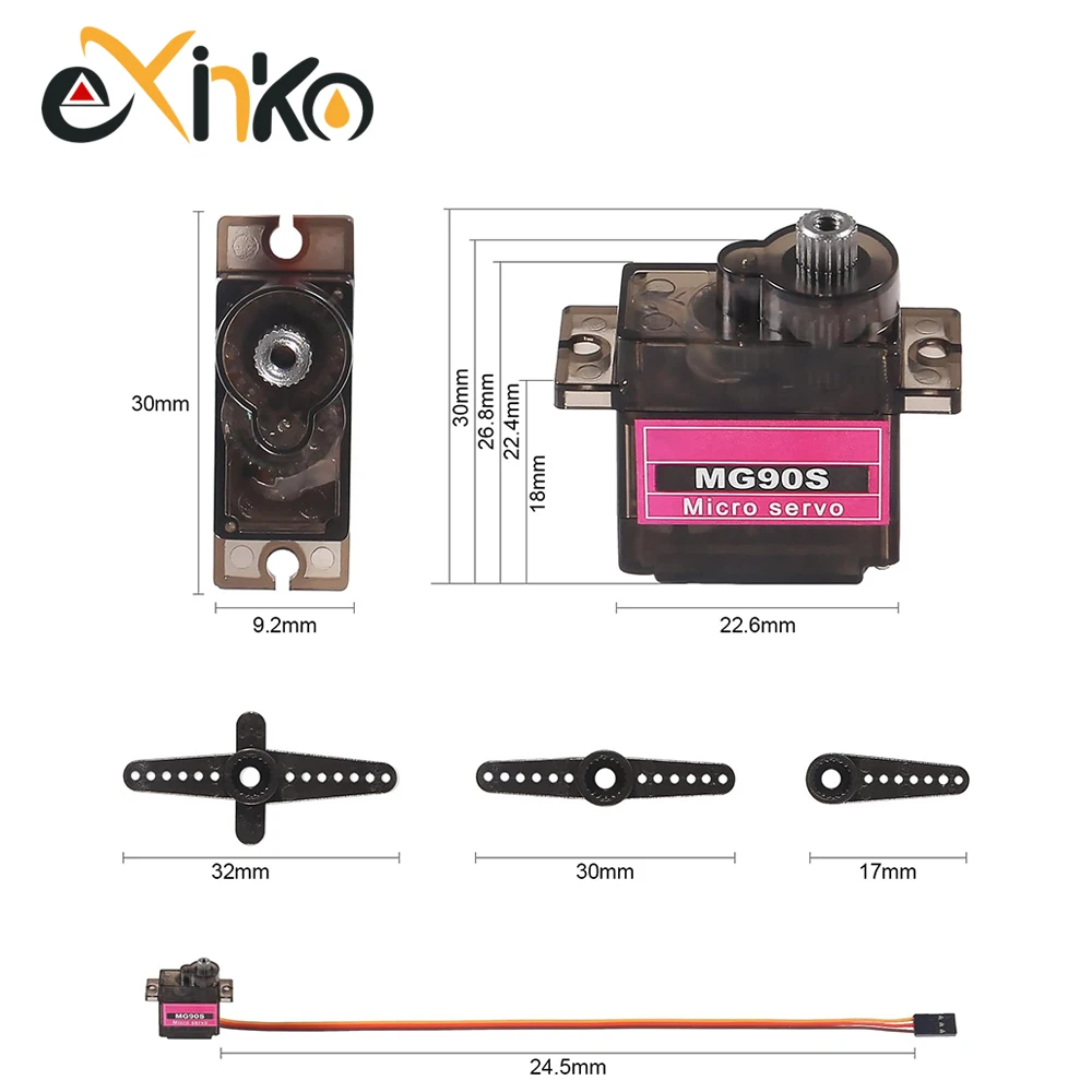 1-10pcs MG90S Servo All Metal Gear 9g SG90 Upgraded Version For Helicopter Plane Boat Car Trex 450 RC Robot 180/360 degree 2