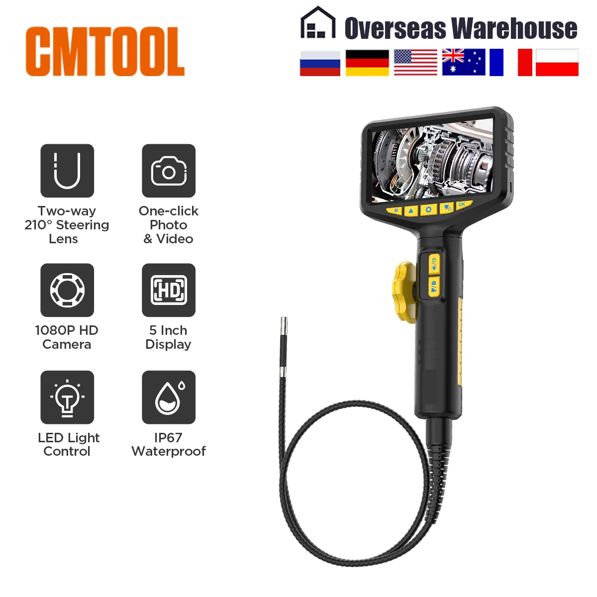 

CMTOOL Automotive Industrial Endoscope USB Video Endoscope Articulated Car Detection HD Camera for Mobile Car Pipeline