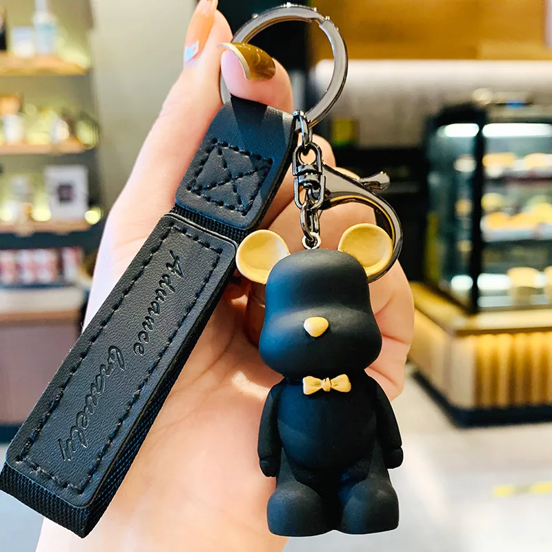 Black Teddy Charm Keychain