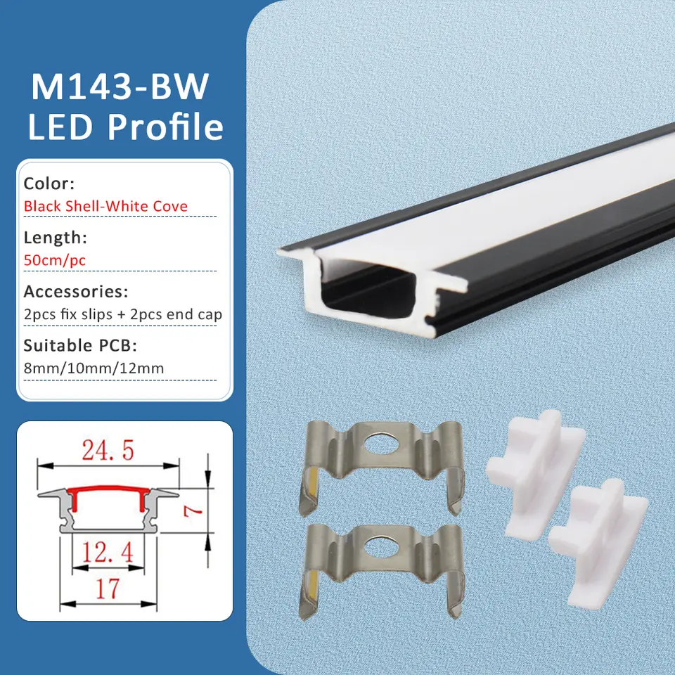 LED Strip Aluminum Profile 50CM Recessed Surface Mounted Aluminium Channel with Diffuser PC Cover for 8mm 10mm Linear Lighting image 9