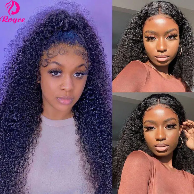 180 Density 30 Inch Human Hair 360 Kinky Curly 4C Edges Lace Front Wig Pre plucked Human Hair Wigs For Women Remy Wigs